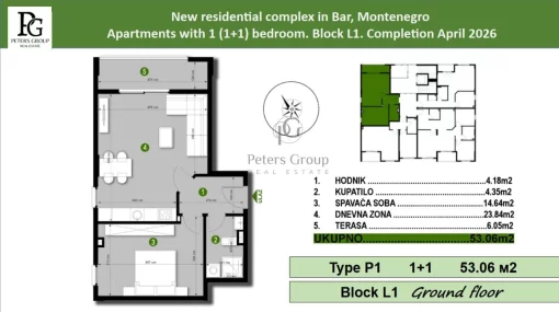 Apartment in Topolica, Bar Municipality