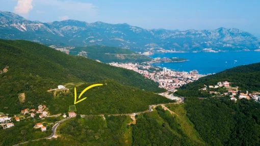 A plot of land with spectacular views of the mountains and the sea, Budva, Montenegro