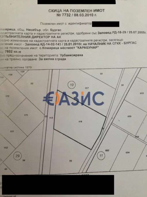 Urbaniziran parcel, 7601sq. m. Kosharitsa village, price, Bulgaria