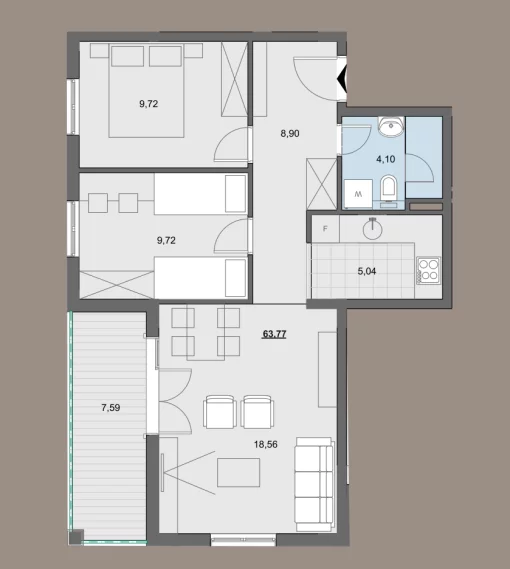 Apartment in Tivat, Tivat Municipality